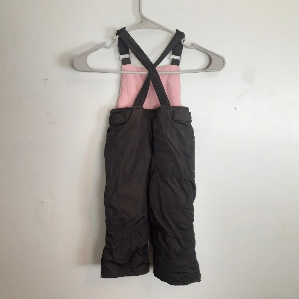 Old Navy Overalls Snowsuit Girls 18-24 Mos. Brown Floral Fleece Lined Pockets